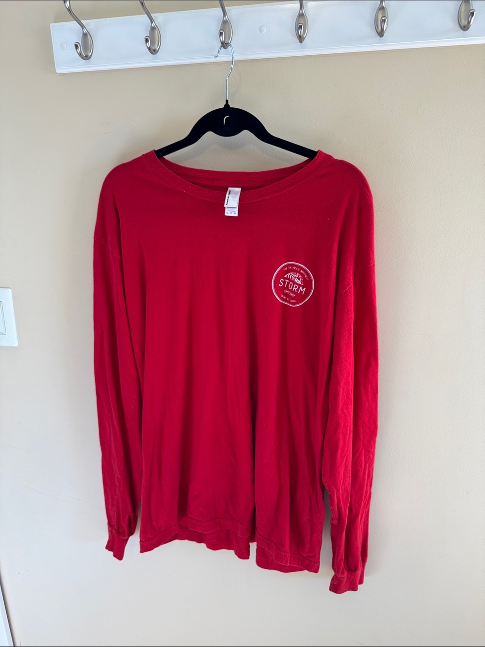 Storm Red Long Sleeve Shirt with White Chest Emblem